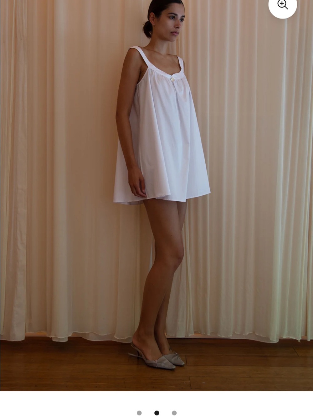 White Cotton Mini Swing Dress - Women Dresses Mini - Picture 2 of 2